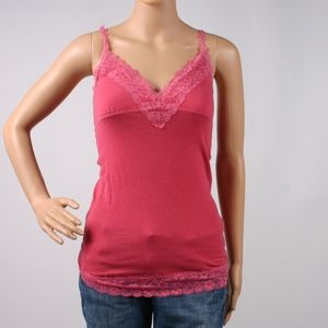 Hollister pink lace tank top XS V neck